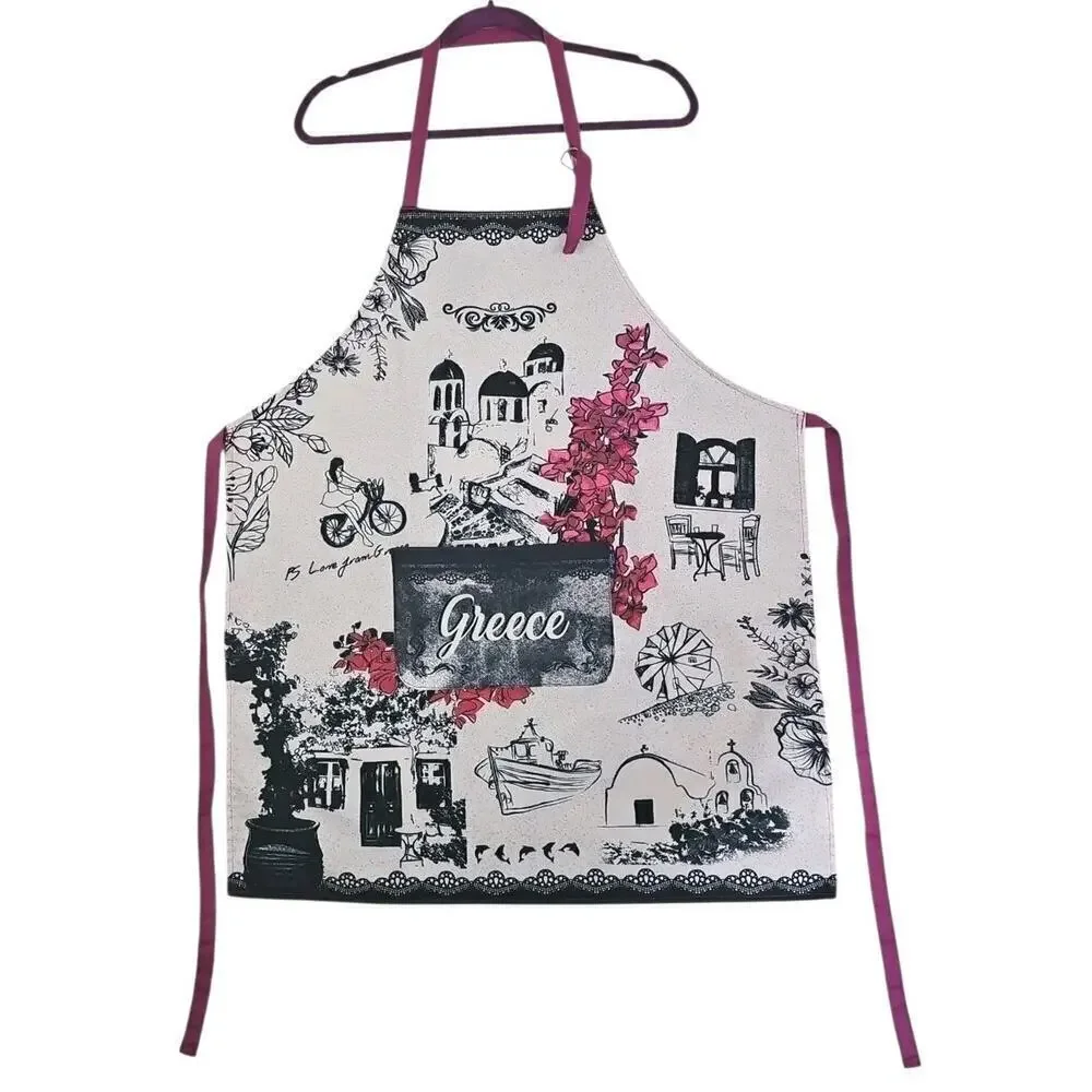 ~KEDIMA~Kitchen Apron Greek Cooking Apron Greece Themed Gifts Greek Apron NWOT.
